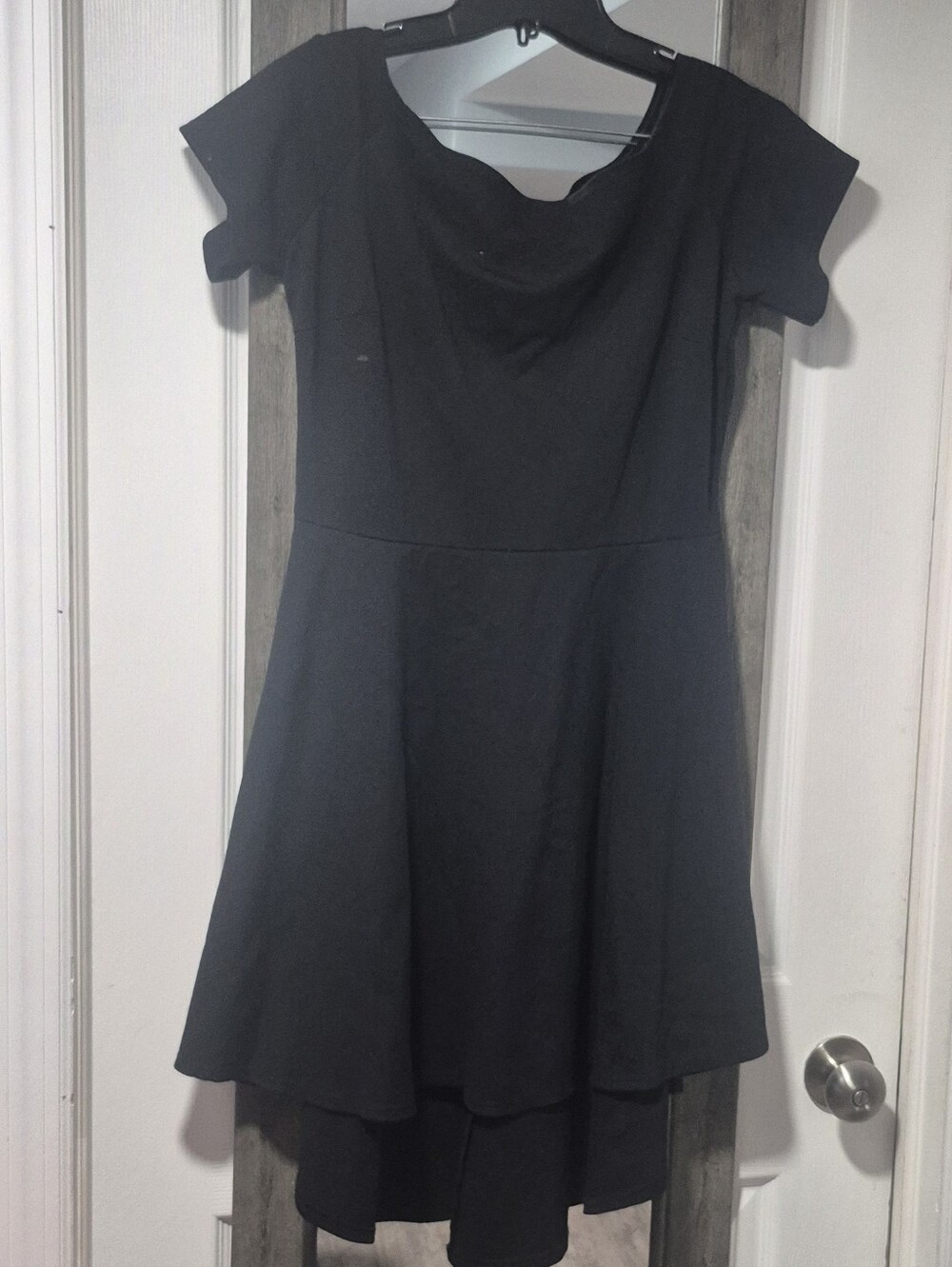 Classic Black Short-Sleeve Fit & Flare Dress
